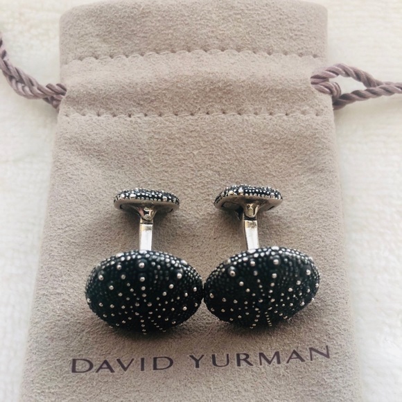 David Yurman Sea Urchin Cufflinks w/Blue Sapphire RARE - Picture 3 of 14